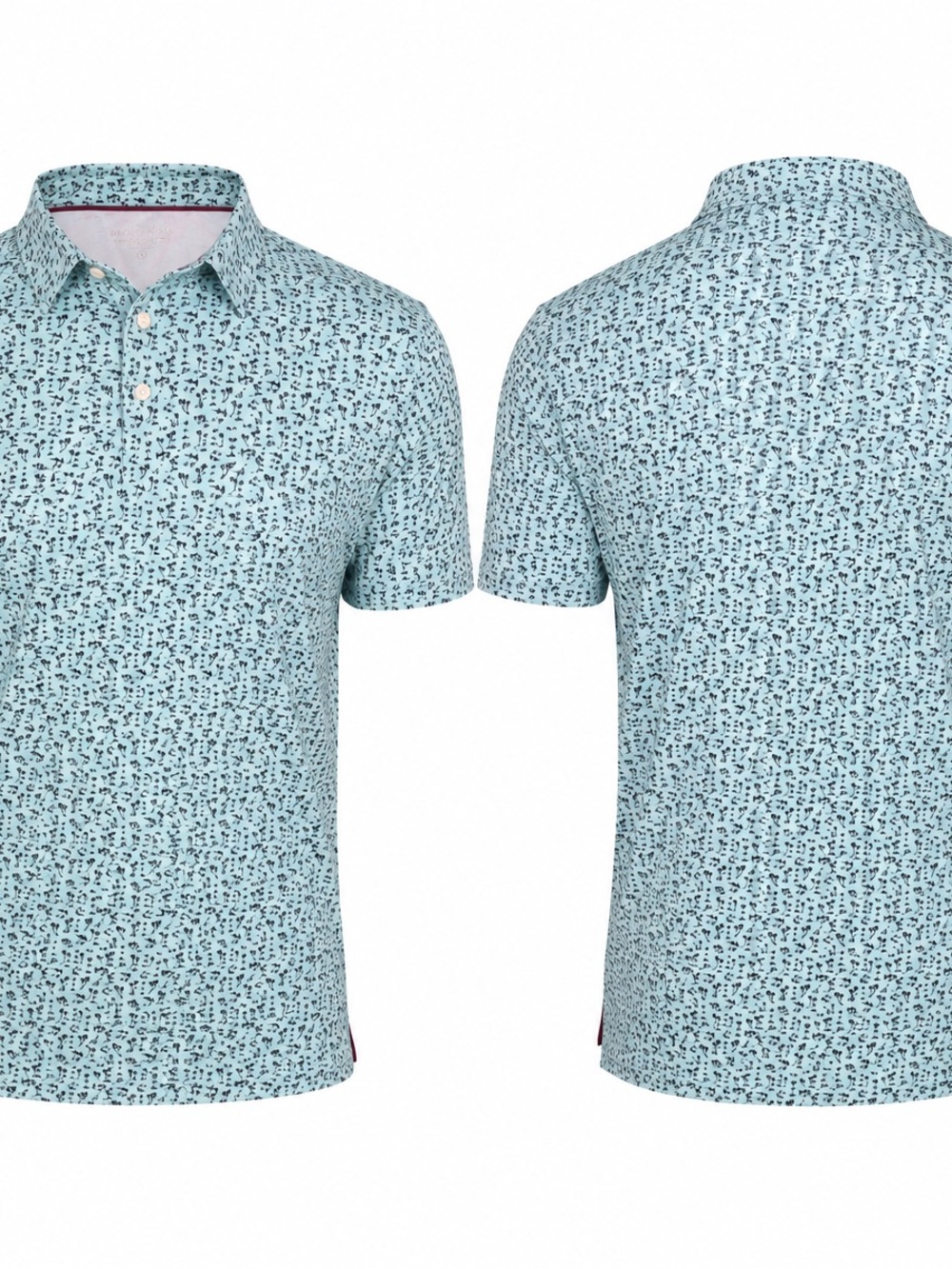 Men's Aqua Micro‑Print Polo Shirt Maelreg 2XL Green/ Mint Palm Trees